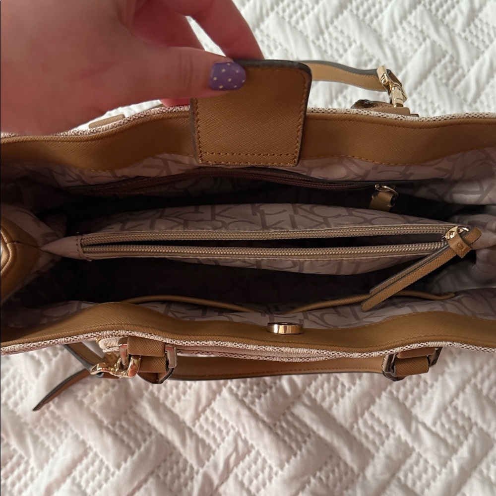 Calvin Klein Tan Beige Monogram Tote - Picture 3 of 10